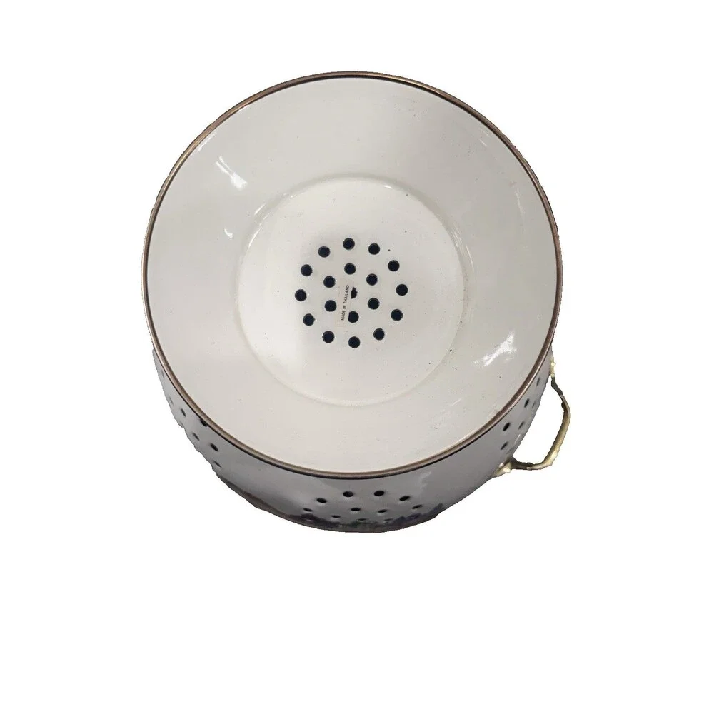 VTG Tabletops Unlimited Kensington Garden Porcelain Enamel 5 Qt Colander Straine